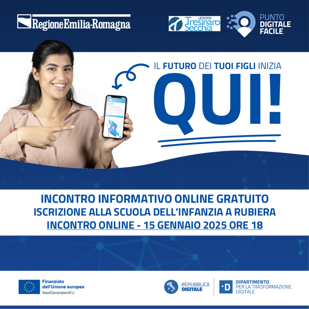 Supporto del Punto Digitale Facile per iscrizione alle Scuole d'infanzia del Comune di Rubiera